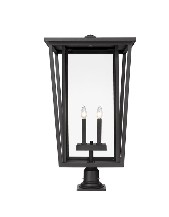 Outdoor Pier Mounted Fixture Z-Lite 571PHXXLR-533PM-BK Black Seoul 4 Light Outdoor Pier Mounted Fixture Z-Lite