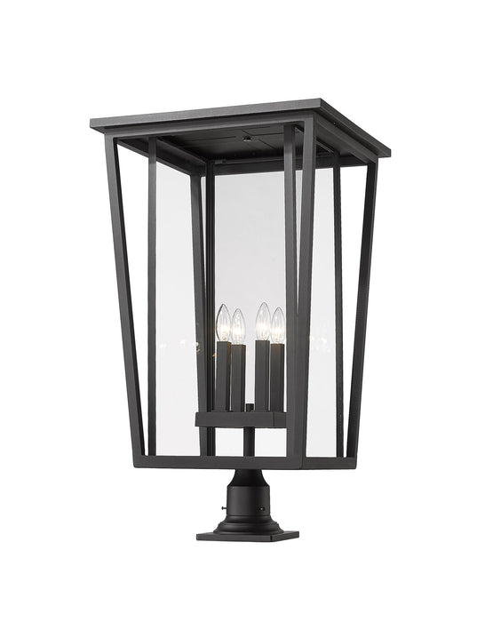 Outdoor Pier Mounted Fixture Z-Lite 571PHXXLR-533PM-BK Black Seoul 4 Light Outdoor Pier Mounted Fixture Z-Lite