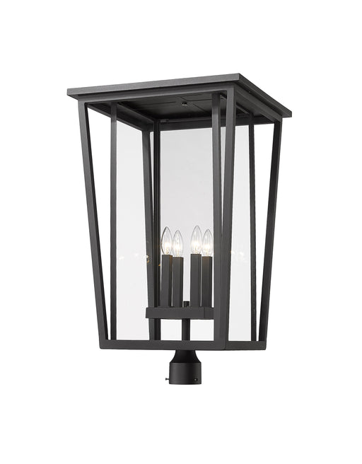 Outdoor Post Mount Fixture Z-Lite 571PHXXLR-BK Black Seoul 4 Light Outdoor Post Mount Fixture Z-Lite