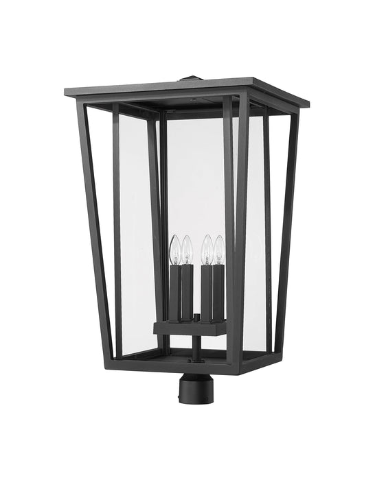 Outdoor Post Mount Fixture Z-Lite 571PHXXLR-BK Black Seoul 4 Light Outdoor Post Mount Fixture Z-Lite