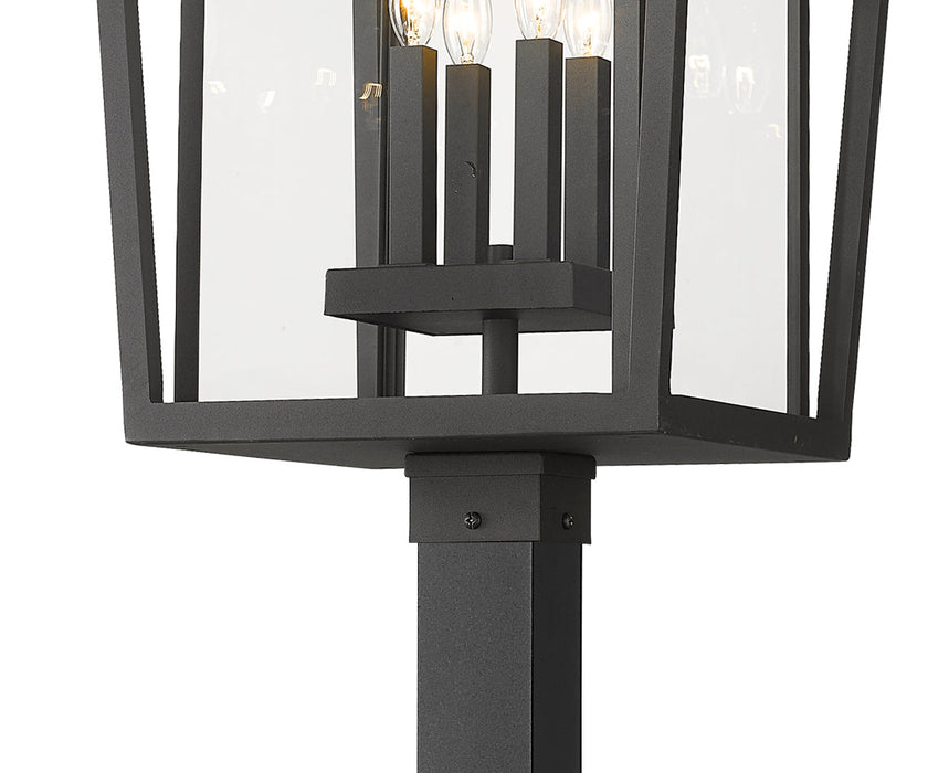 Outdoor Post Mounted Fixture Z-Lite 571PHXXLS-536P-BK Black Seoul 4 Light Outdoor Post Mounted Fixture Z-Lite