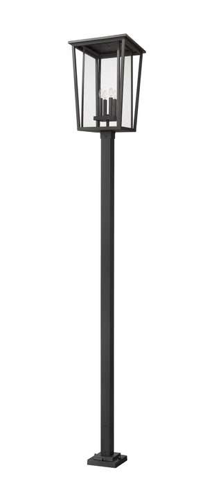 Outdoor Post Mounted Fixture Z-Lite 571PHXXLS-536P-BK Black Seoul 4 Light Outdoor Post Mounted Fixture Z-Lite