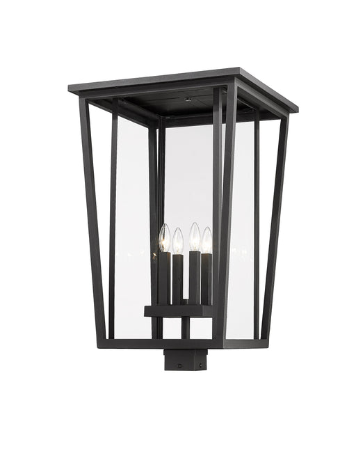Outdoor Post Mount Fixture Z-Lite 571PHXXLS-BK Black Seoul 4 Light Outdoor Post Mount Fixture Z-Lite