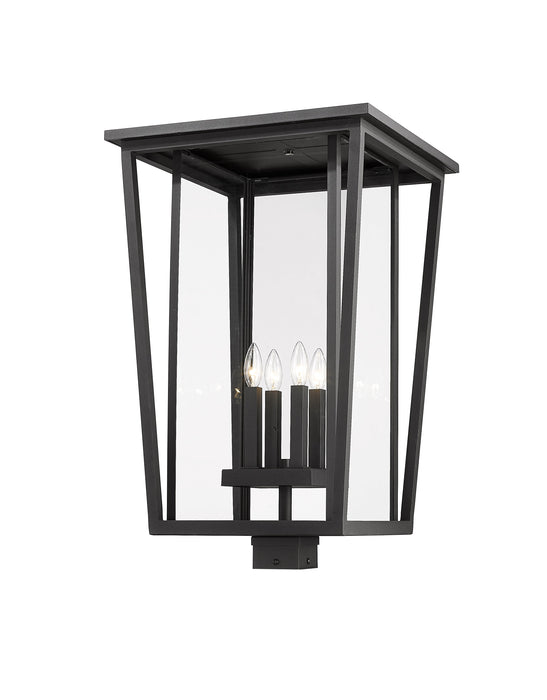 Outdoor Post Mount Fixture Z-Lite 571PHXXLS-BK Black Seoul 4 Light Outdoor Post Mount Fixture Z-Lite