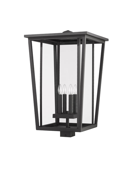 Outdoor Post Mount Fixture Z-Lite 571PHXXLS-BK Black Seoul 4 Light Outdoor Post Mount Fixture Z-Lite