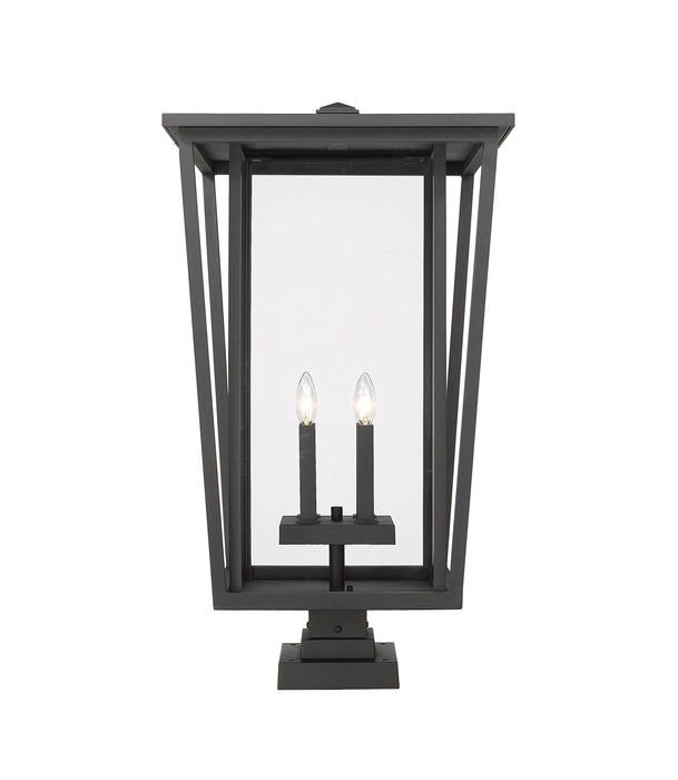 Outdoor Pier Mounted Fixture Z-Lite 571PHXXLS-SQPM-BK Black Seoul 4 Light Outdoor Pier Mounted Fixture Z-Lite