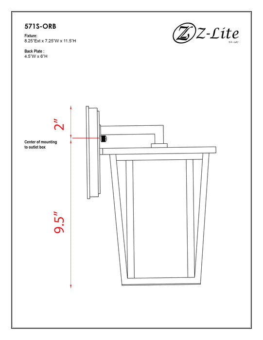 Outdoor Wall Light Z-Lite 571S-ORB Oil Rubbed Bronze Seoul 1 Light Outdoor Wall Light Z-Lite
