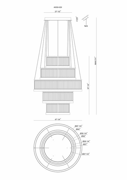 Eurofase 49350-029 Empra 47" Matte Black LED Chandelier