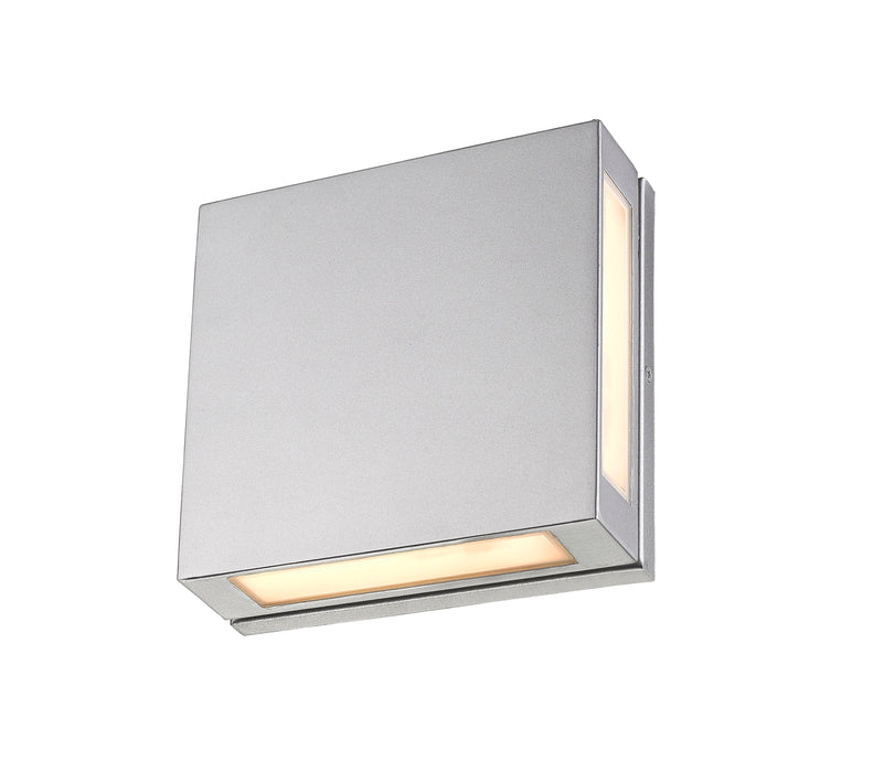 Outdoor Wall Light Z-Lite 572B-SL-LED Silver Quadrate 2 Light Outdoor Wall Light Z-Lite