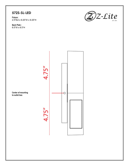 Outdoor Wall Light Z-Lite 572S-SL-LED Silver Quadrate 2 Light Outdoor Wall Light Z-Lite