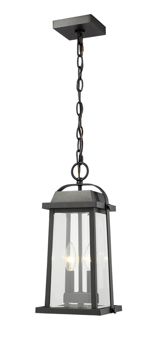 Outdoor Chain Mount Ceiling Fixture Z-Lite 574CHM-BK Black Millworks 2 Light Outdoor Chain Mount Ceiling Fixture Z-Lite