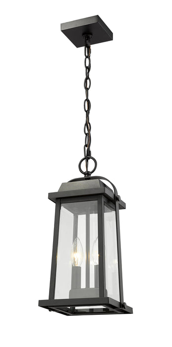 Outdoor Chain Mount Ceiling Fixture Z-Lite 574CHM-BK Black Millworks 2 Light Outdoor Chain Mount Ceiling Fixture Z-Lite