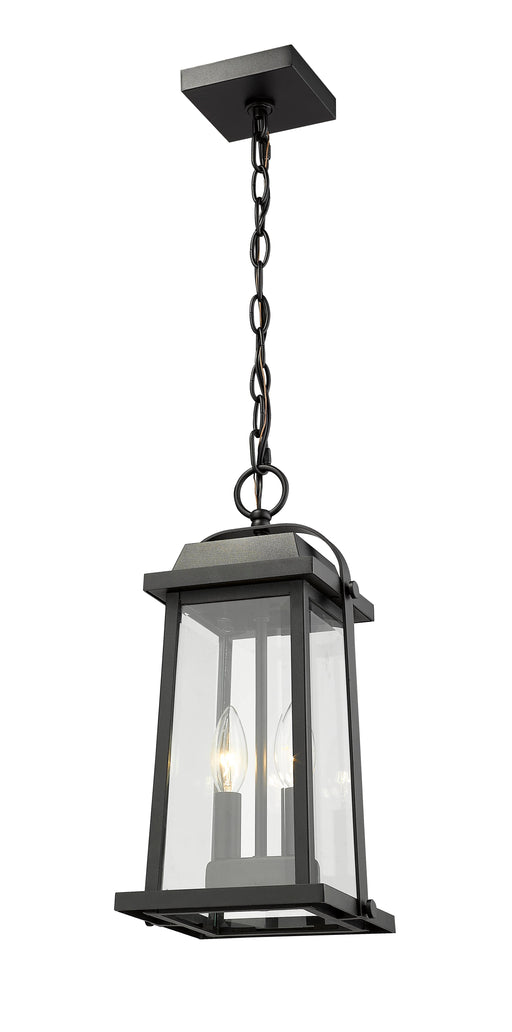 Outdoor Chain Mount Ceiling Fixture Z-Lite 574CHM-BK Black Millworks 2 Light Outdoor Chain Mount Ceiling Fixture Z-Lite