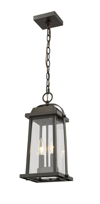 Outdoor Chain Mount Ceiling Fixture Z-Lite 574CHM-ORB Oil Rubbed Bronze Millworks 2 Light Outdoor Chain Mount Ceiling Fixture Z-Lite