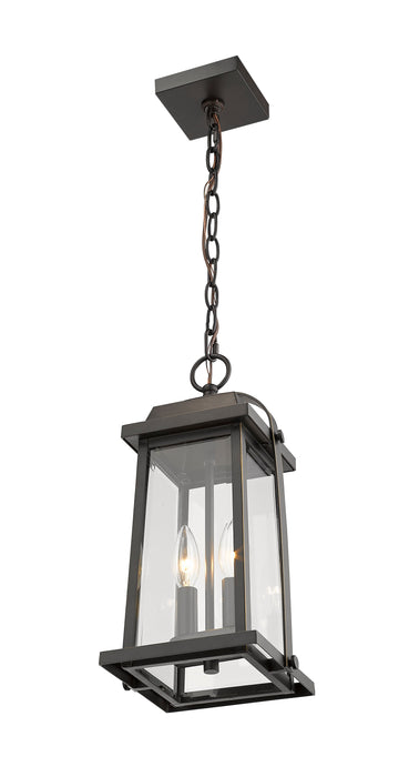 Outdoor Chain Mount Ceiling Fixture Z-Lite 574CHM-ORB Oil Rubbed Bronze Millworks 2 Light Outdoor Chain Mount Ceiling Fixture Z-Lite