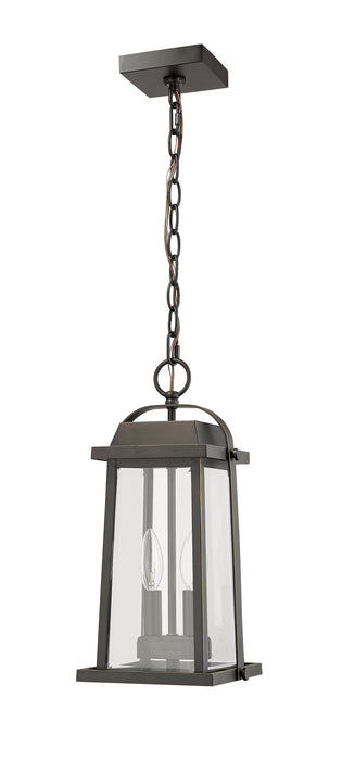 Outdoor Chain Mount Ceiling Fixture Z-Lite 574CHM-ORB Oil Rubbed Bronze Millworks 2 Light Outdoor Chain Mount Ceiling Fixture Z-Lite