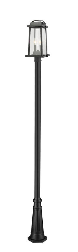Outdoor Post Mounted Fixture Z-Lite 574PHMR-519P-BK Black Millworks 2 Light Outdoor Post Mounted Fixture Z-Lite