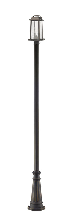 Outdoor Post Mounted Fixture Z-Lite 574PHMR-519P-ORB Oil Rubbed Bronze Millworks 2 Light Outdoor Post Mounted Fixture Z-Lite