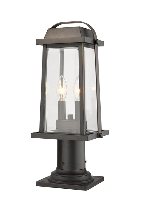 Outdoor Pier Mounted Fixture Z-Lite 574PHMR-533PM-ORB Oil Rubbed Bronze Millworks 2 Light Outdoor Pier Mounted Fixture Z-Lite