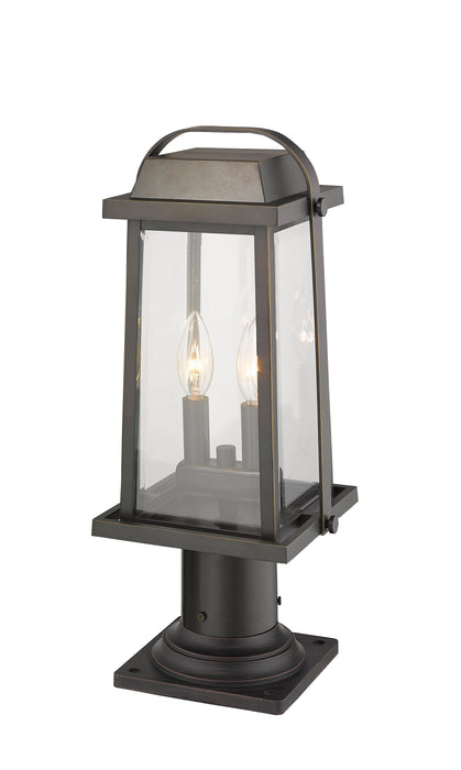 Outdoor Pier Mounted Fixture Z-Lite 574PHMR-533PM-ORB Oil Rubbed Bronze Millworks 2 Light Outdoor Pier Mounted Fixture Z-Lite