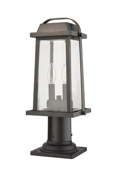 Outdoor Pier Mounted Fixture Z-Lite 574PHMR-533PM-ORB Oil Rubbed Bronze Millworks 2 Light Outdoor Pier Mounted Fixture Z-Lite