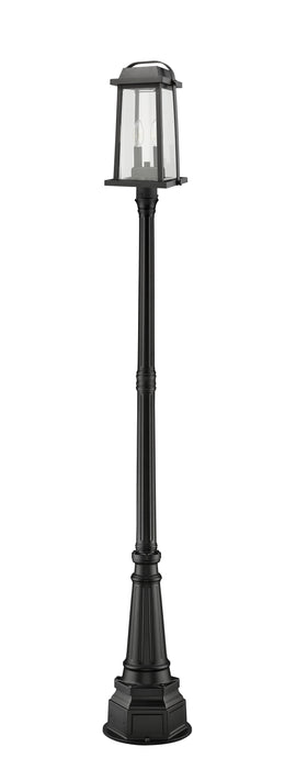 Outdoor Post Mounted Fixture Z-Lite 574PHMR-564P-BK Black Millworks 2 Light Outdoor Post Mounted Fixture Z-Lite