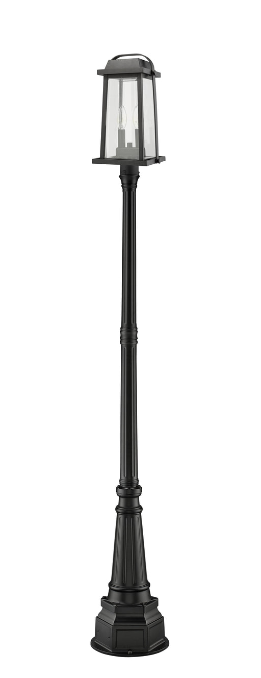 Outdoor Post Mounted Fixture Z-Lite 574PHMR-564P-BK Black Millworks 2 Light Outdoor Post Mounted Fixture Z-Lite