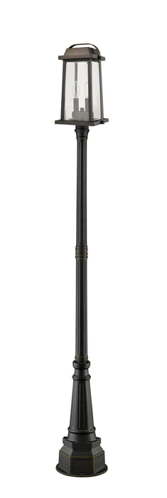 Outdoor Post Mounted Fixture Z-Lite 574PHMR-564P-ORB Oil Rubbed Bronze Millworks 2 Light Outdoor Post Mounted Fixture Z-Lite