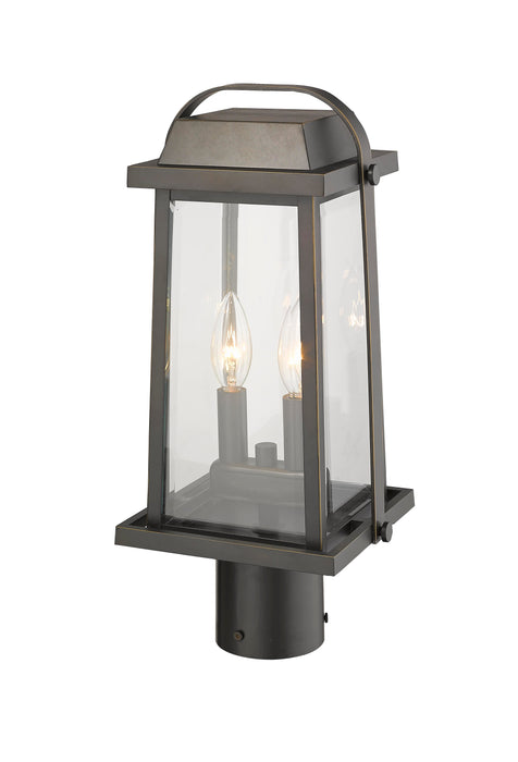 Outdoor Post Mount Fixture Z-Lite 574PHMR-ORB Oil Rubbed Bronze Millworks 2 Light Outdoor Post Mount Fixture Z-Lite