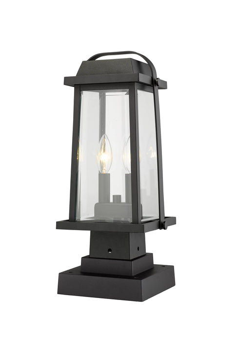 Outdoor Pier Mounted Fixture Z-Lite 574PHMS-SQPM-BK Black Millworks 2 Light Outdoor Pier Mounted Fixture Z-Lite