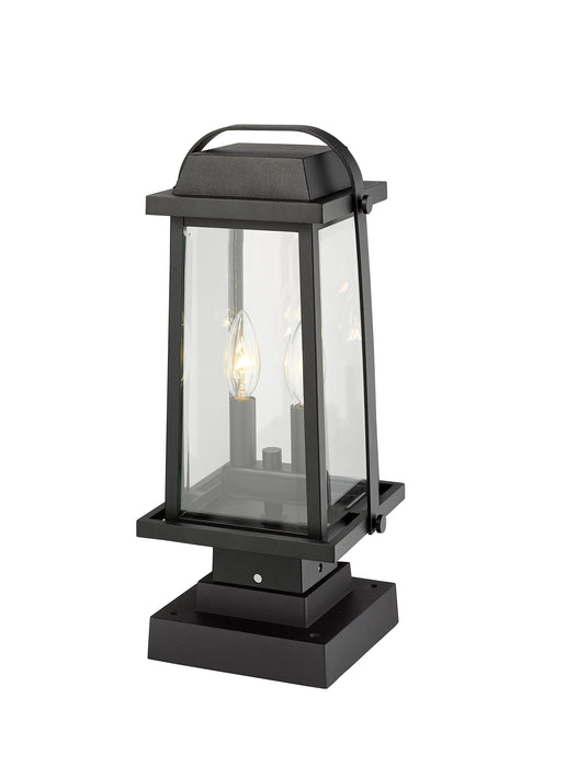Outdoor Pier Mounted Fixture Z-Lite 574PHMS-SQPM-BK Black Millworks 2 Light Outdoor Pier Mounted Fixture Z-Lite