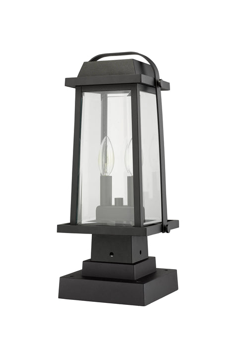 Outdoor Pier Mounted Fixture Z-Lite 574PHMS-SQPM-BK Black Millworks 2 Light Outdoor Pier Mounted Fixture Z-Lite