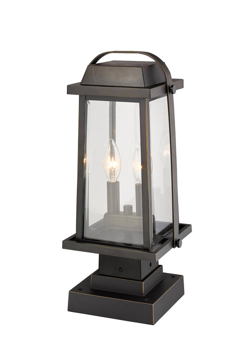Outdoor Pier Mounted Fixture Z-Lite 574PHMS-SQPM-ORB Oil Rubbed Bronze Millworks 2 Light Outdoor Pier Mounted Fixture Z-Lite