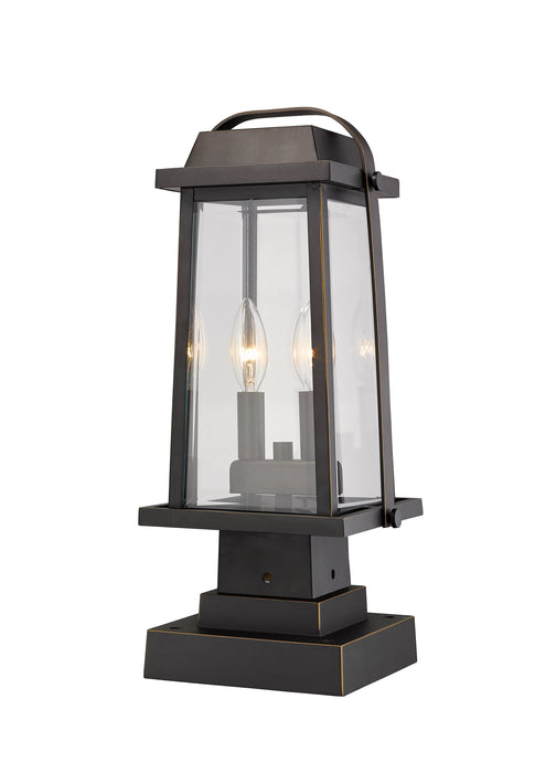 Outdoor Pier Mounted Fixture Z-Lite 574PHMS-SQPM-ORB Oil Rubbed Bronze Millworks 2 Light Outdoor Pier Mounted Fixture Z-Lite