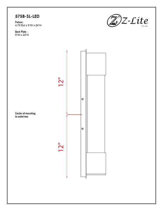 Outdoor Wall Light Z-Lite 575B-SL-LED Silver Striate 2 Light Outdoor Wall Light Z-Lite