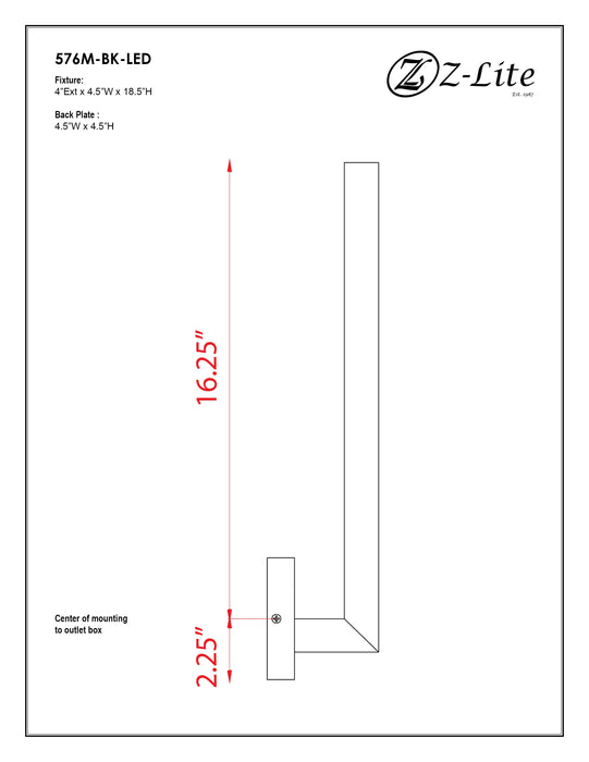 Outdoor Wall Light Z-Lite 576M-BK-LED Black Edge 2 Light Outdoor Wall Light Z-Lite