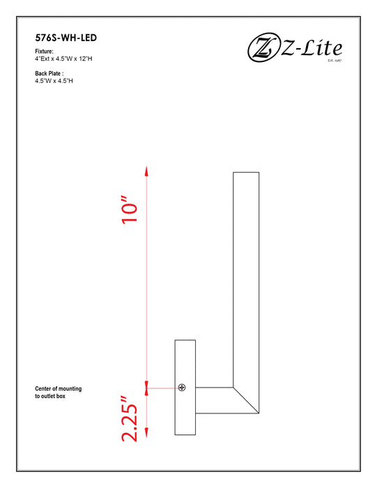 Outdoor Wall Light Z-Lite 576S-WH-LED White Edge 1 Light Outdoor Wall Light Z-Lite