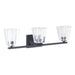 Vanity Light Thesis 206989A Valentin 24 inch 3 light Matte Black Vanity Light with Clear Pressed Glass Shades THESIS