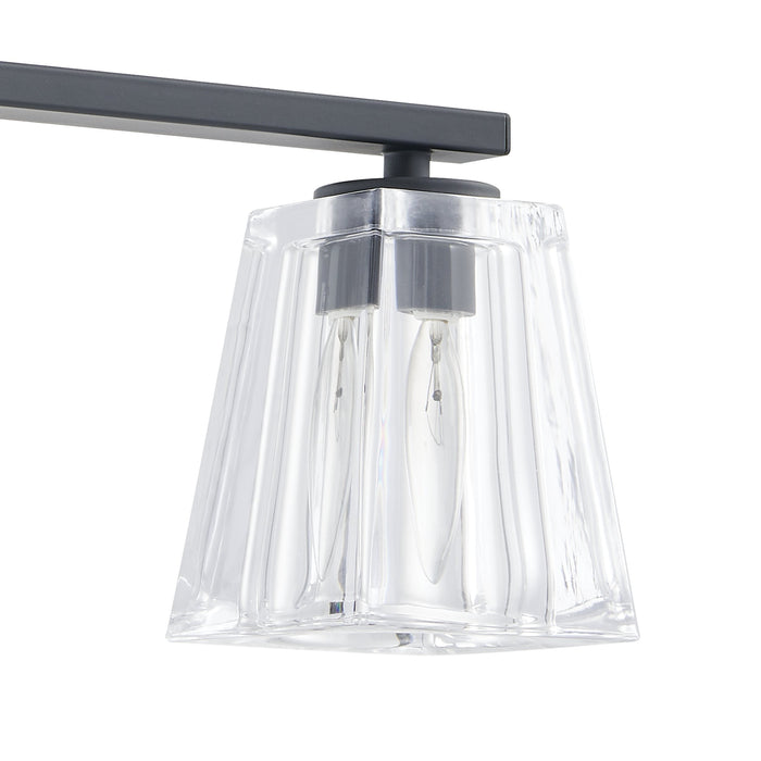 Vanity Light Thesis 206989A Valentin 24 inch 3 light Matte Black Vanity Light with Clear Pressed Glass Shades THESIS