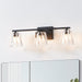Vanity Light Thesis 206989A Valentin 24 inch 3 light Matte Black Vanity Light with Clear Pressed Glass Shades THESIS