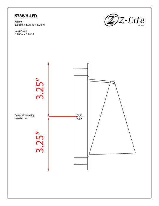 Outdoor Wall Light Z-Lite 578WH-LED White Obelisk 1 Light Outdoor Wall Light Z-Lite