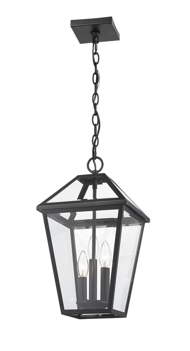 Outdoor Chain Mount Ceiling Fixture Z-Lite 579CHB-BK Black Talbot 3 Light Outdoor Chain Mount Ceiling Fixture Z-Lite