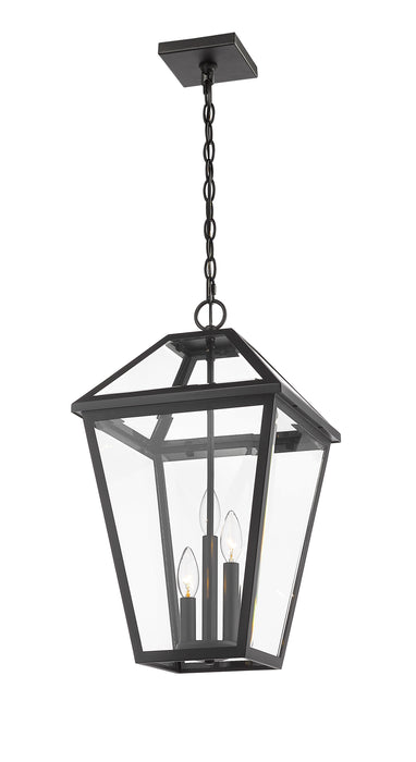 Outdoor Chain Mount Ceiling Fixture Z-Lite 579CHXL-BK Black Talbot 3 Light Outdoor Chain Mount Ceiling Fixture Z-Lite