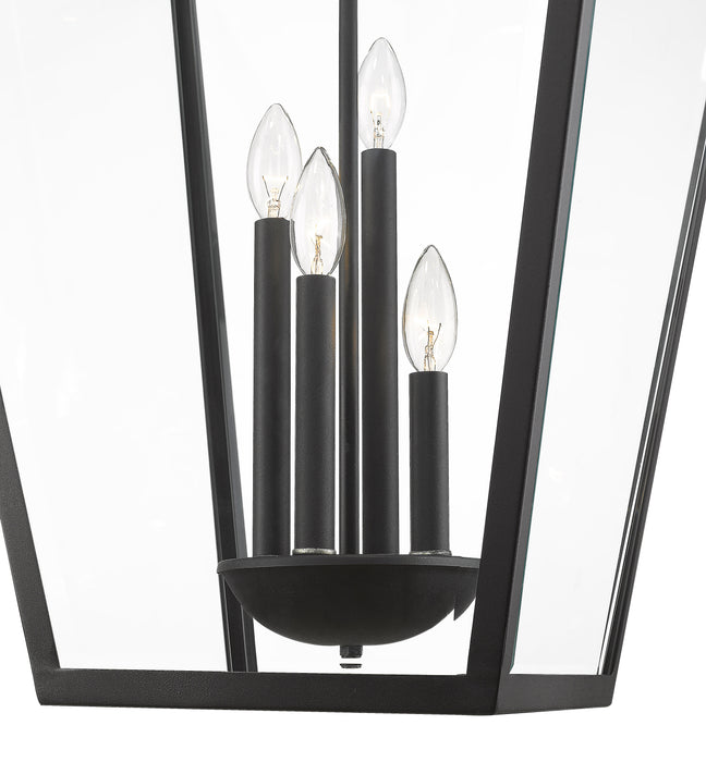 Outdoor Chain Mount Ceiling Fixture Z-Lite 579CHXLX-BK Black Talbot 4 Light Outdoor Chain Mount Ceiling Fixture Z-Lite