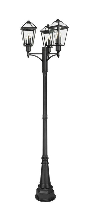 Outdoor Post Mounted Fixture Z-Lite 579PHBR-3-564P-BK Black Talbot 3 Light Outdoor Post Mount Fixture Z-Lite