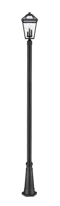 Outdoor Post Mounted Fixture Z-Lite 579PHBR-519P-BK Black Talbot 3 Light Outdoor Post Mounted Fixture Z-Lite