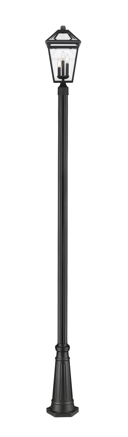 Outdoor Post Mounted Fixture Z-Lite 579PHBR-519P-BK Black Talbot 3 Light Outdoor Post Mounted Fixture Z-Lite