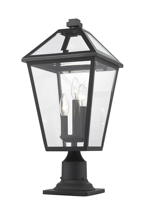 Outdoor Pier Mounted Fixture Z-Lite 579PHBR-533PM-BK Black Talbot 3 Light Outdoor Pier Mounted Fixture Z-Lite