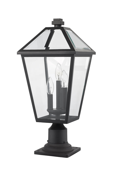 Outdoor Pier Mounted Fixture Z-Lite 579PHBR-533PM-BK Black Talbot 3 Light Outdoor Pier Mounted Fixture Z-Lite