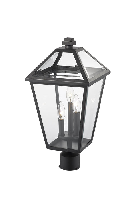Outdoor Post Mount Fixture Z-Lite 579PHBR-BK Black Talbot 3 Light Outdoor Post Mount Fixture Z-Lite